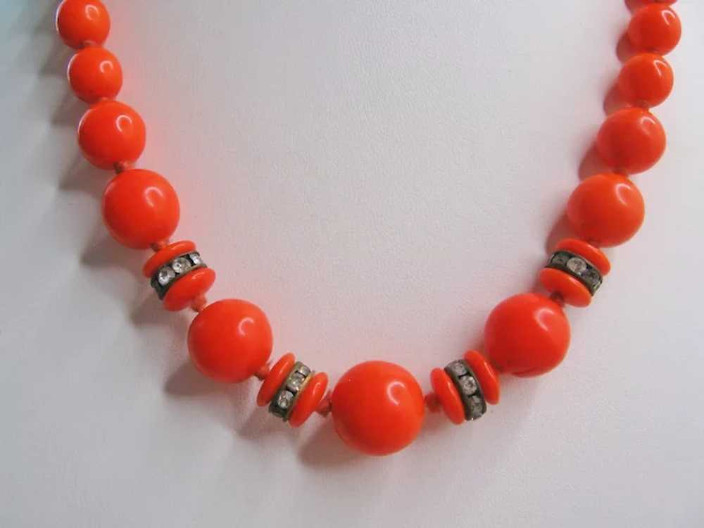 Vintage Made in Germany Bright Orange and Rhinest… - image 5