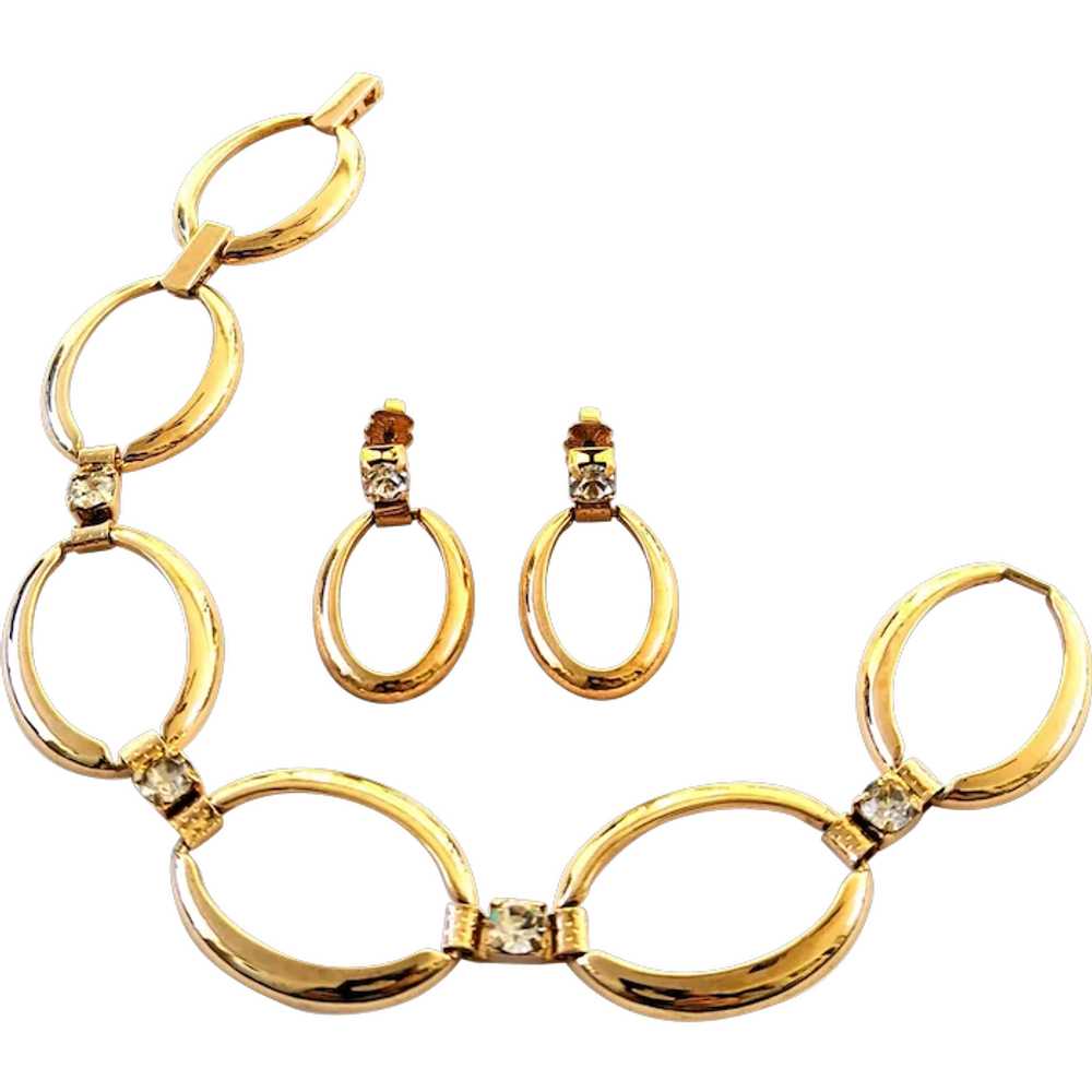 Avon Nina Ricci Gold Tone Rhinestone Bracelet And… - image 1