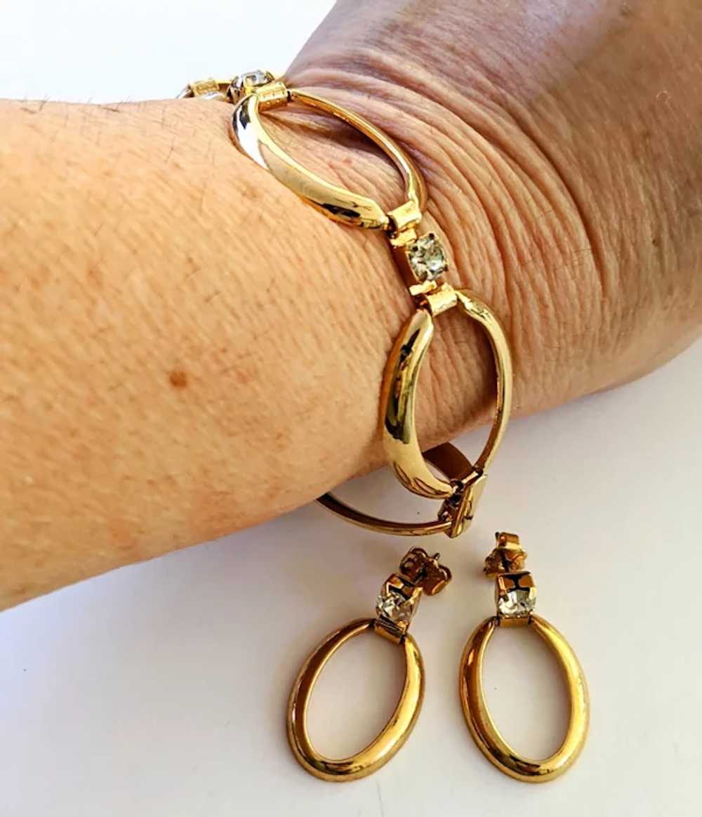 Avon Nina Ricci Gold Tone Rhinestone Bracelet And… - image 2