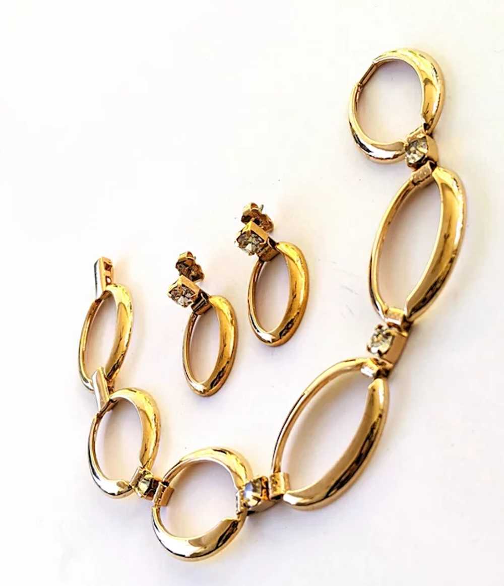 Avon Nina Ricci Gold Tone Rhinestone Bracelet And… - image 4