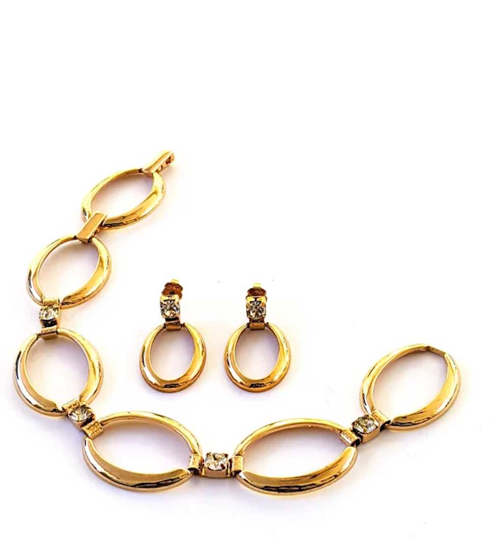Avon Nina Ricci Gold Tone Rhinestone Bracelet And… - image 5