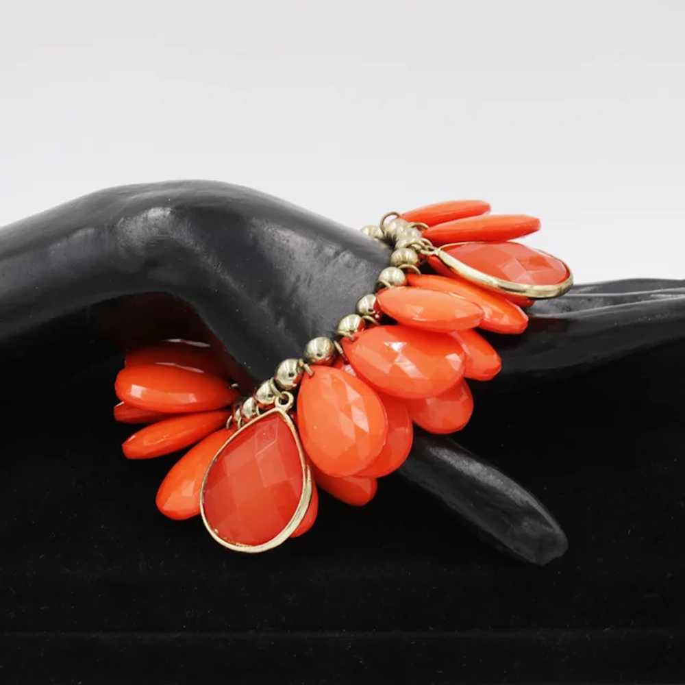 Bracelet Stretch Lucite Mod 60s Statement Orange … - image 2