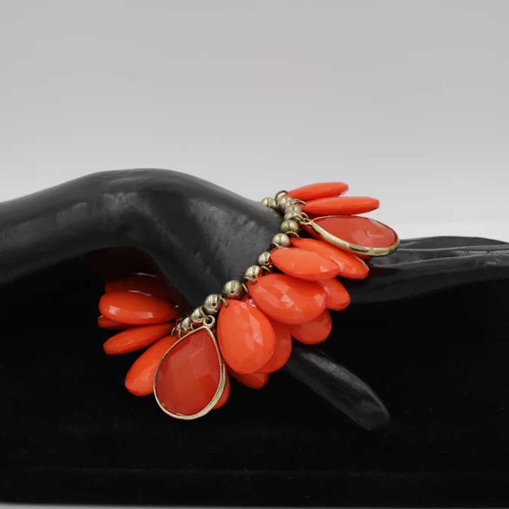 Bracelet Stretch Lucite Mod 60s Statement Orange … - image 5