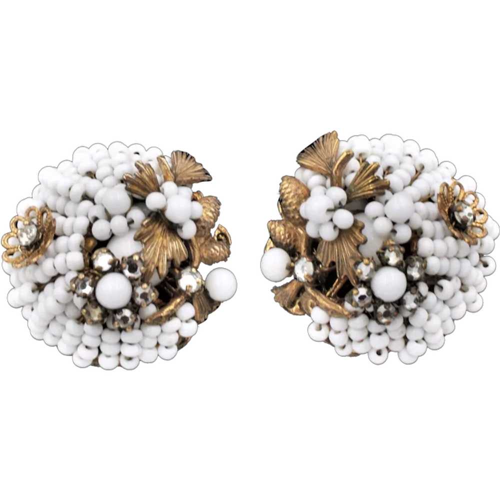 Earrings Signed Jonne House of Schrager White See… - image 1