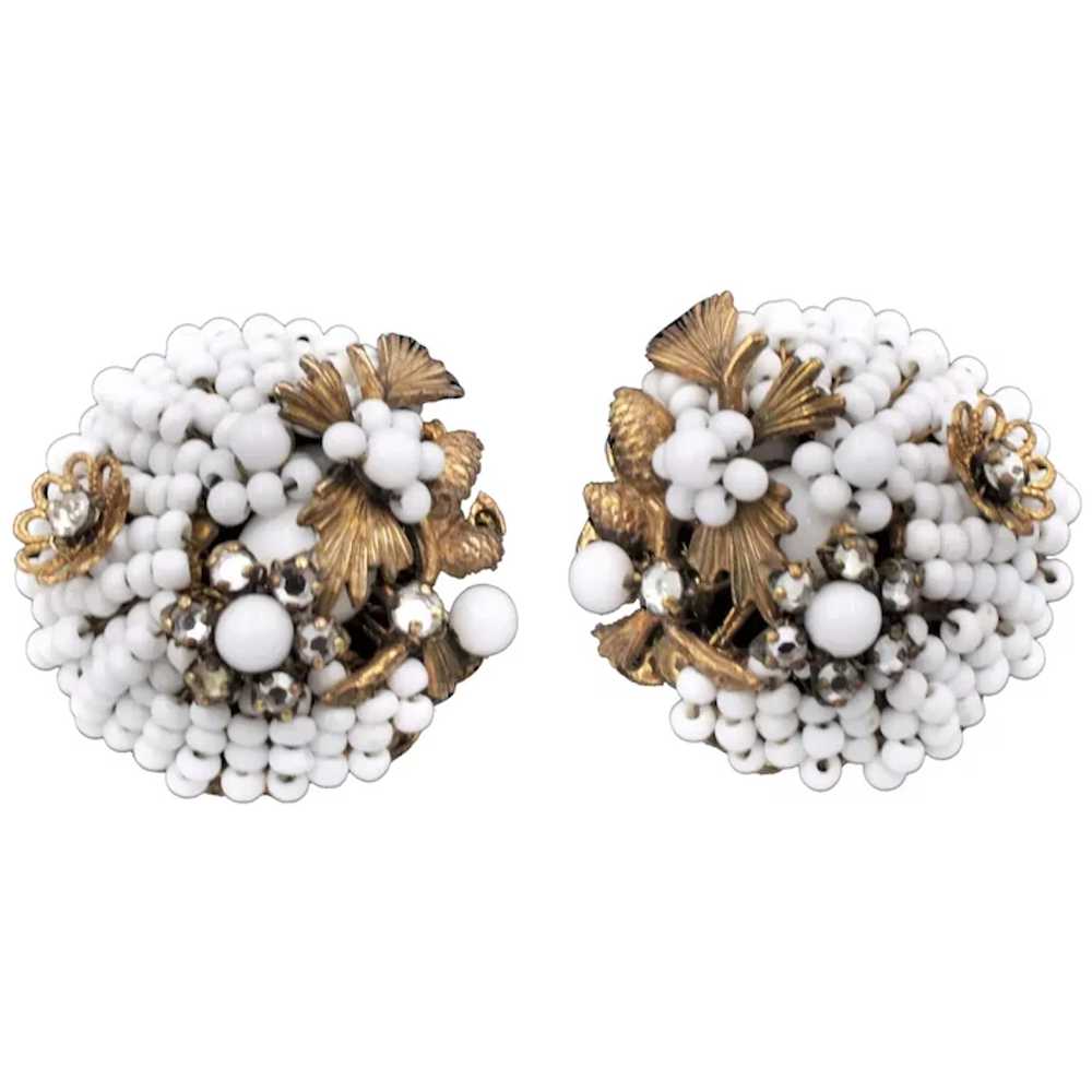 Earrings Signed Jonne House of Schrager White See… - image 3