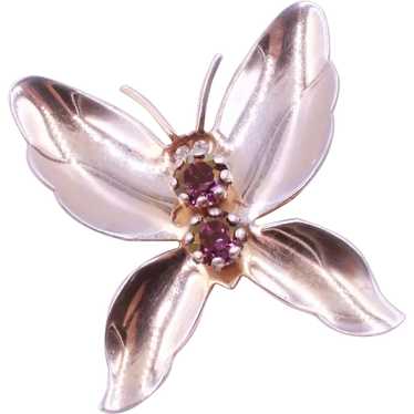 Brooch Pin Butterfly Figural Book Piece Rhineston… - image 1