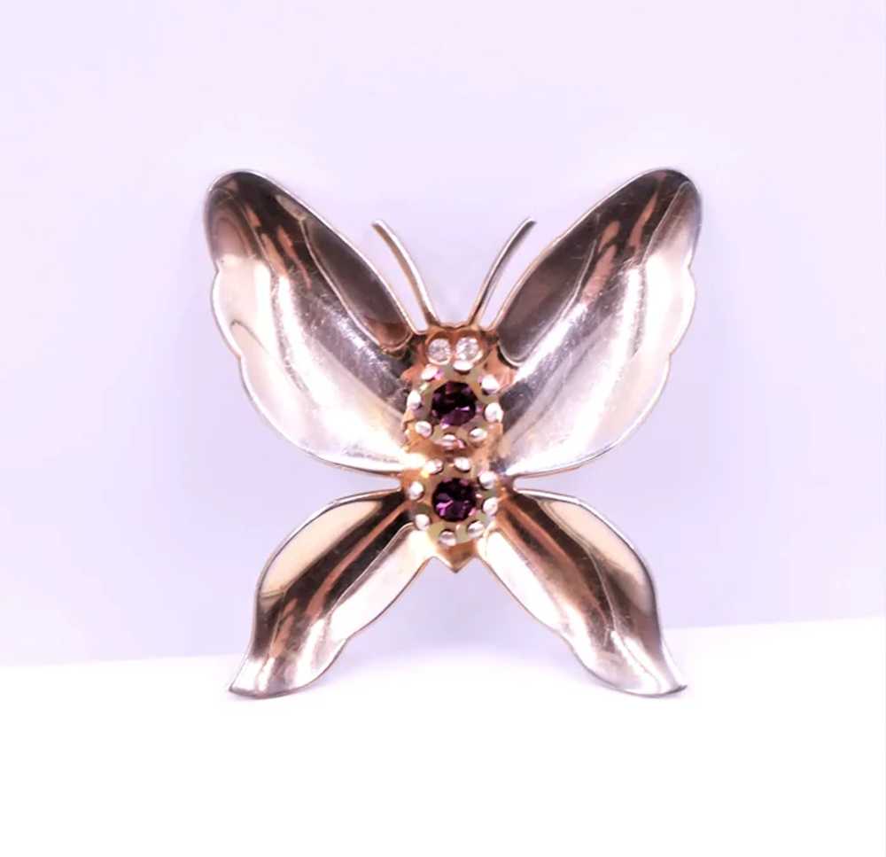 Brooch Pin Butterfly Figural Book Piece Rhineston… - image 2