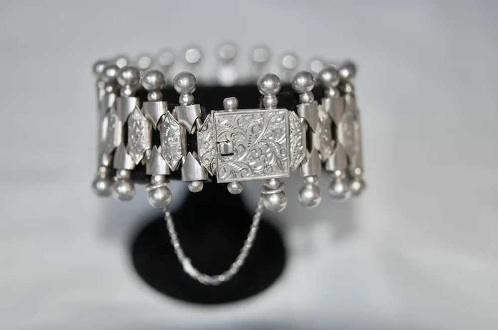 Victorian Sterling Picket Fence Etched Bracelet - image 3