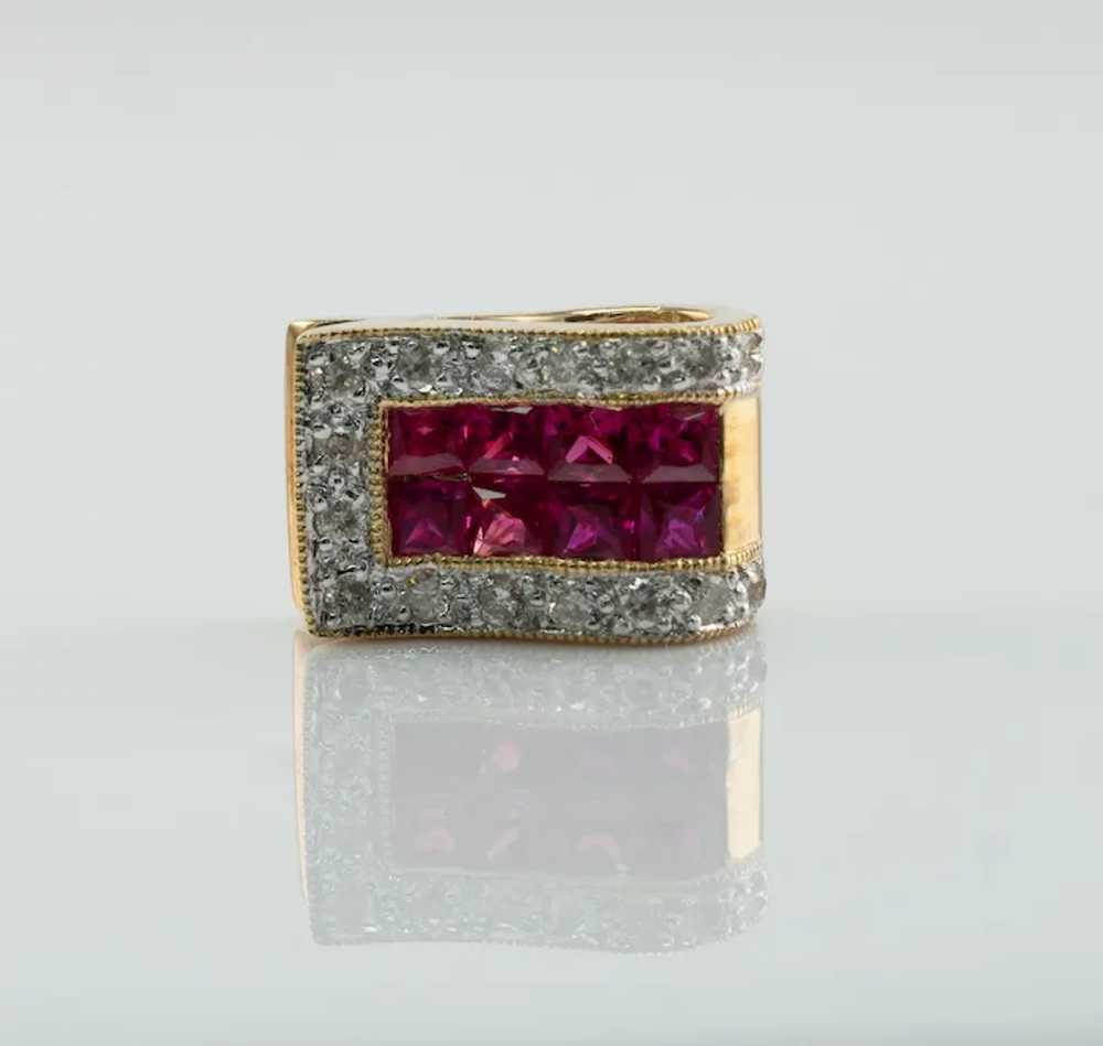 Natural Ruby Diamond Pendant Slide 14K Gold - image 7