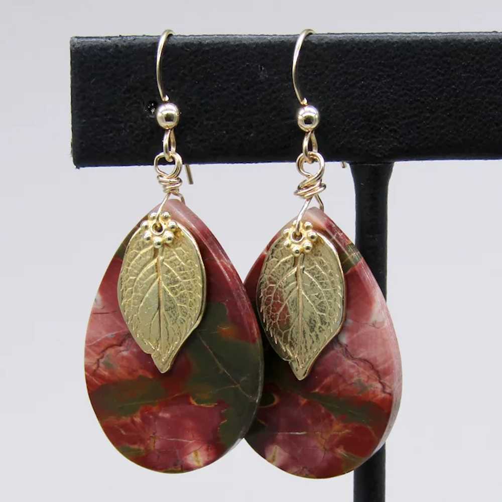 Red Creek Jasper Teardrop Earrings - image 2