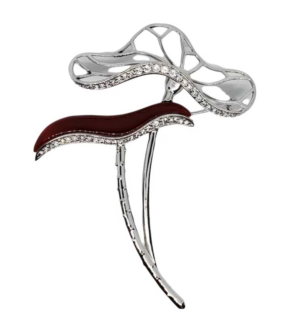 Stylized Modern Looking Sterling Mushroom Pin Car… - image 2