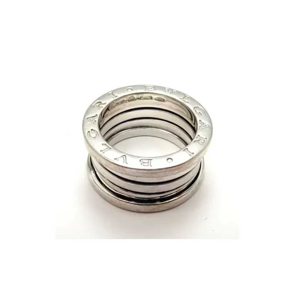 Bulgari 18k White Gold 4 Row B Zero Band Ring Sz … - image 3