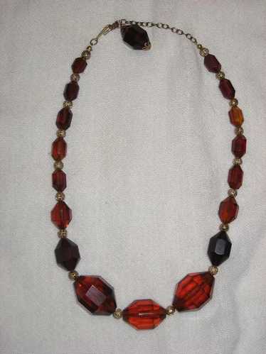 Bakelite Cherry Amber Faceted Necklace