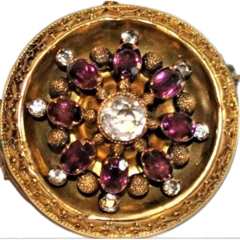 Antique 14 kt Gold Garnet brooch - image 1