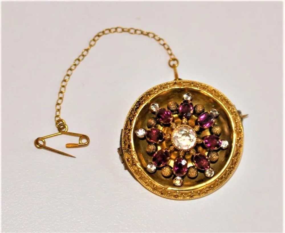 Antique 14 kt Gold Garnet brooch - image 2