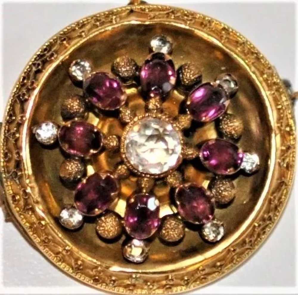 Antique 14 kt Gold Garnet brooch - image 4