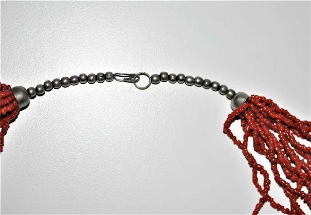 Tribal Red Coral/Silver  Multi -Strand Torsade To… - image 6