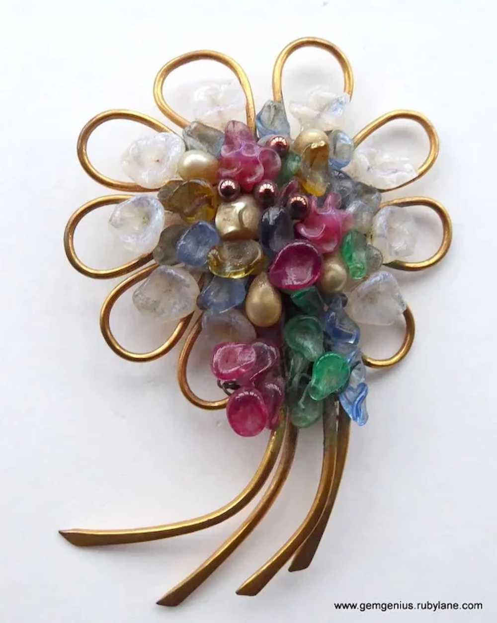 Vintage Handmade Necklace by Louis Rousselet Paris 1950s Silver Rose Faux Pearls
