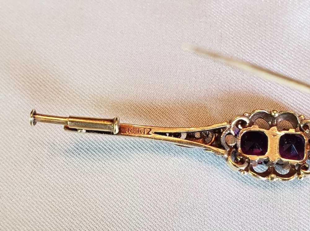 Antique amethyst and diamond bar brooch - image 10