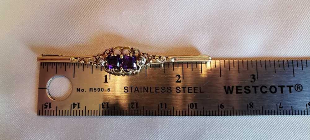 Antique amethyst and diamond bar brooch - image 12