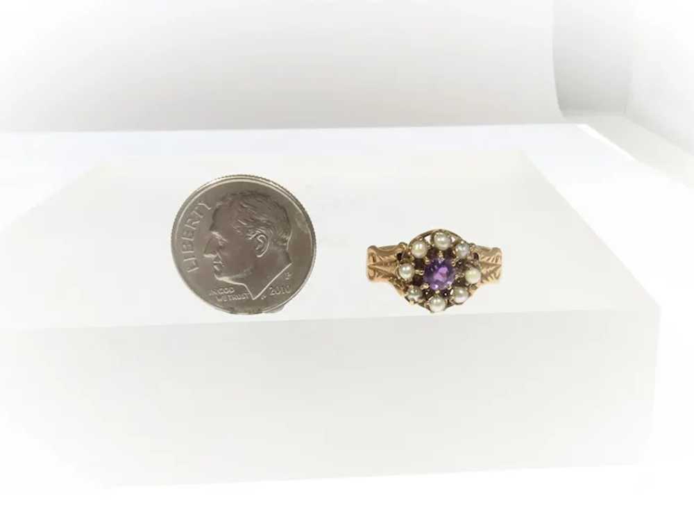 Antique Amethyst and Seed Pearl Gold Ring - image 10