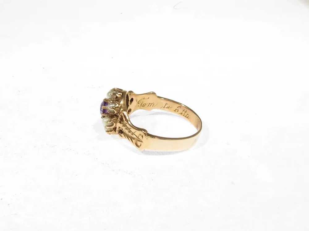 Antique Amethyst and Seed Pearl Gold Ring - image 7