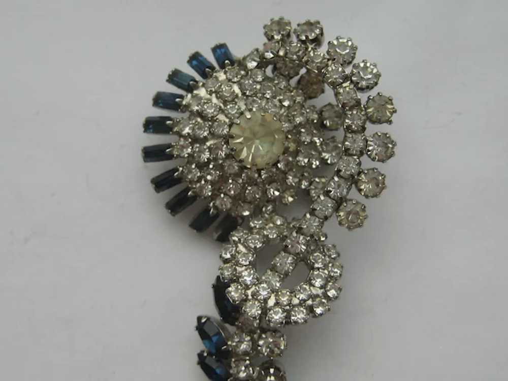 Vintage Trifari Kramer Like Style Rhinestone Blue… - image 2