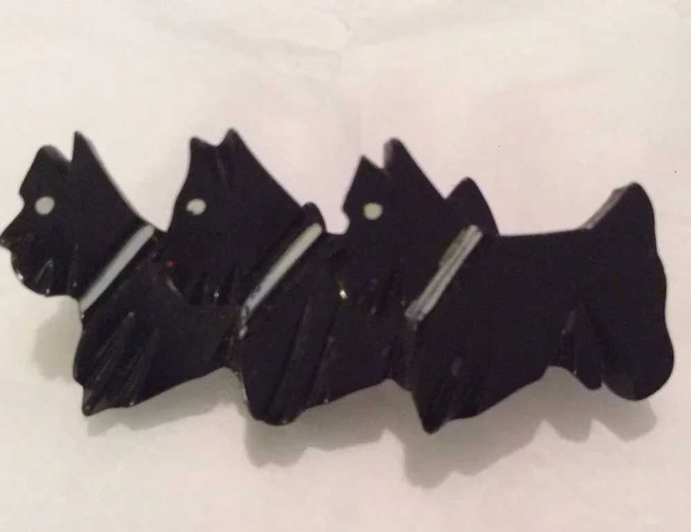 Black Bakelite Triple Scotty Pin - image 2