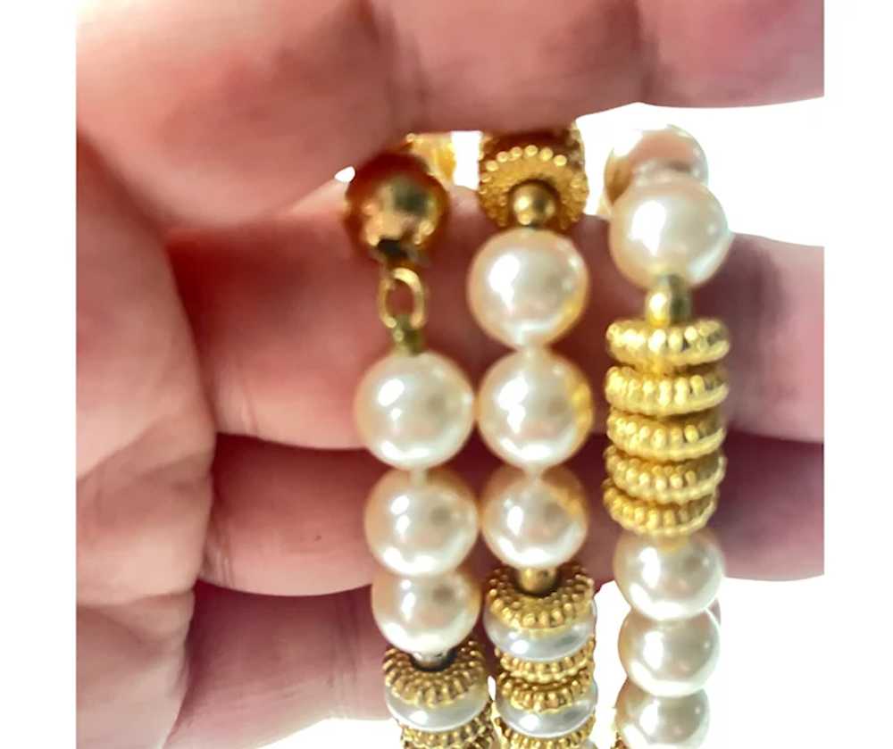 Vintage Metall Faux Pearl and Gold Tone Necklace - image 8