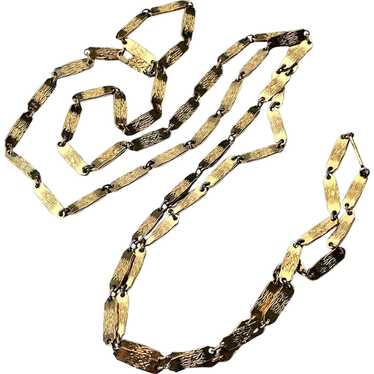 Monet 55" Textured Gold tone link necklace from 1… - image 1