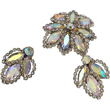 Aurora borealis Weiss Brooch and earring set. - image 1