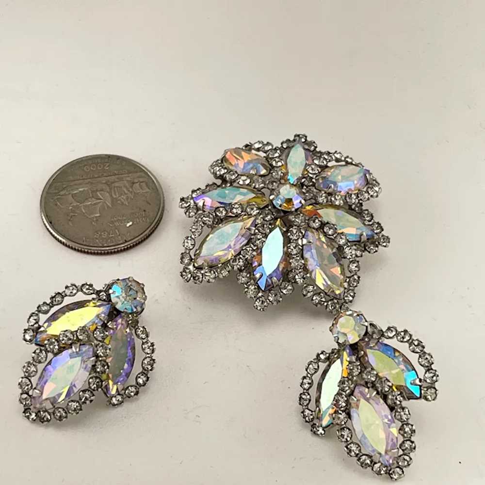 Aurora borealis Weiss Brooch and earring set. - image 8