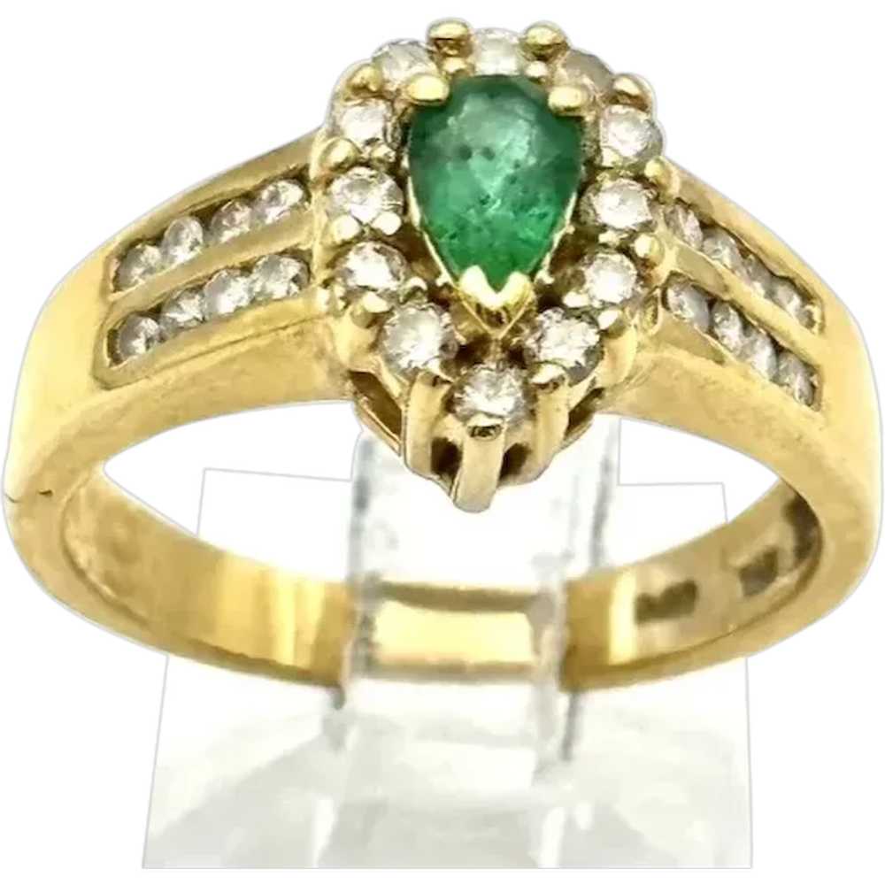 14kt Ladies vintage emerald and diamond ring. - image 1