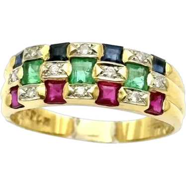 Ladies 18kt ruby, emerald, diamond, sapphire band. - image 1