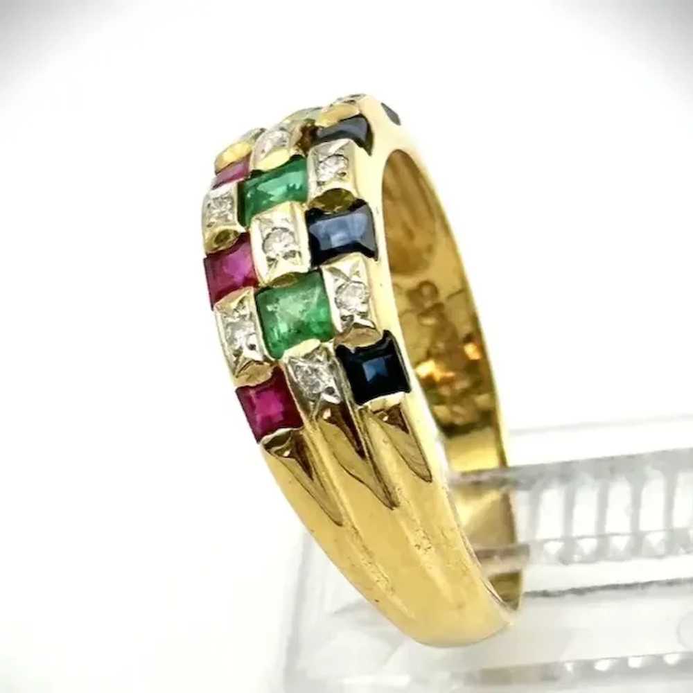 Ladies 18kt ruby, emerald, diamond, sapphire band. - image 2