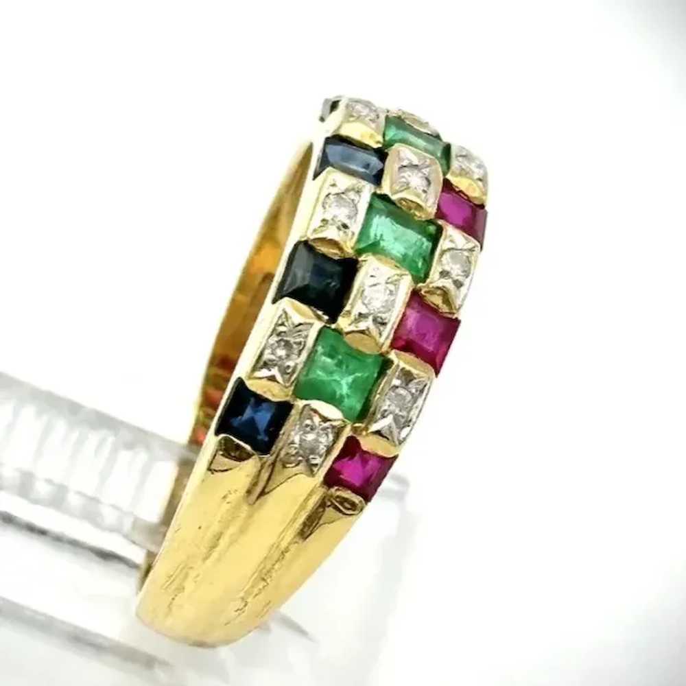 Ladies 18kt ruby, emerald, diamond, sapphire band. - image 3