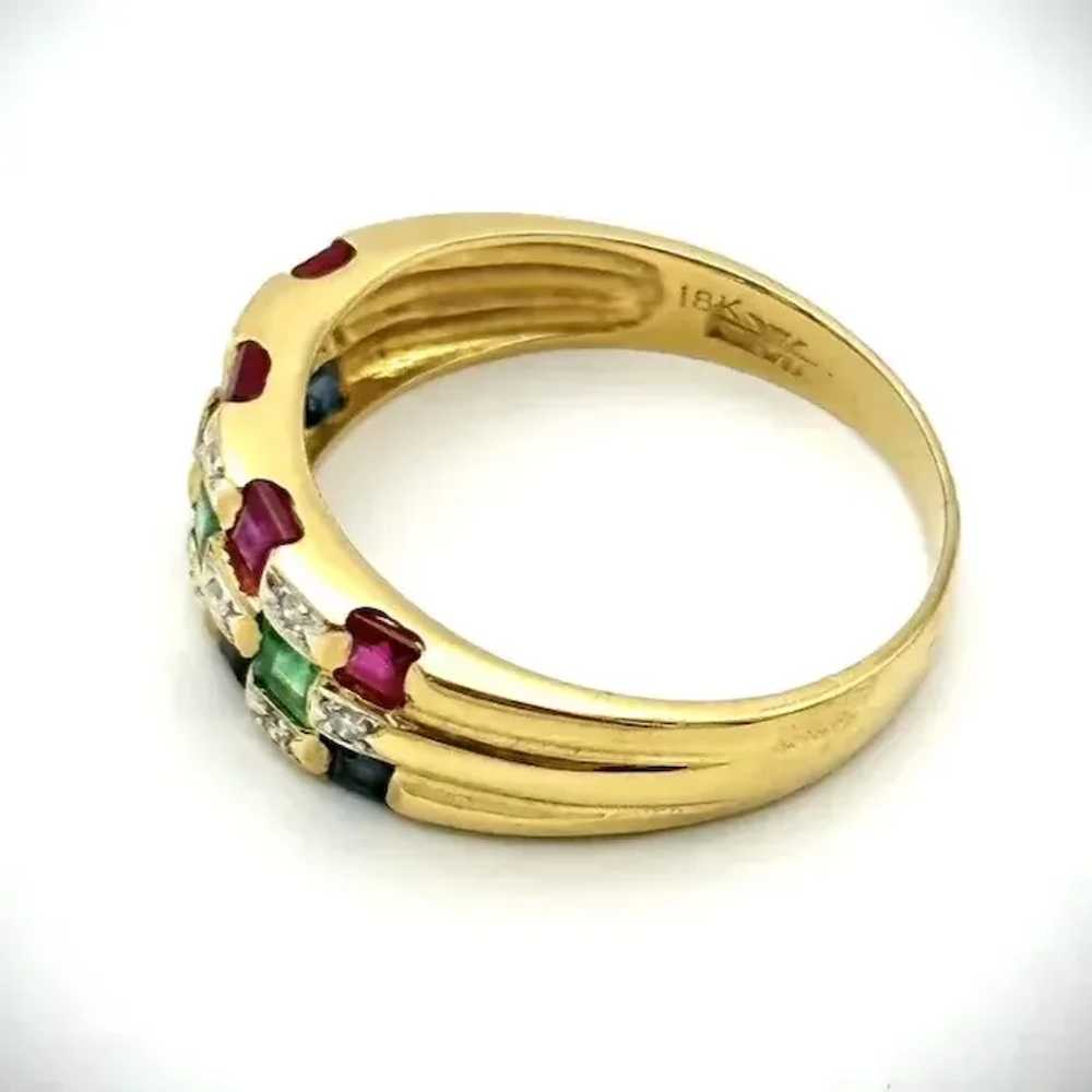 Ladies 18kt ruby, emerald, diamond, sapphire band. - image 4