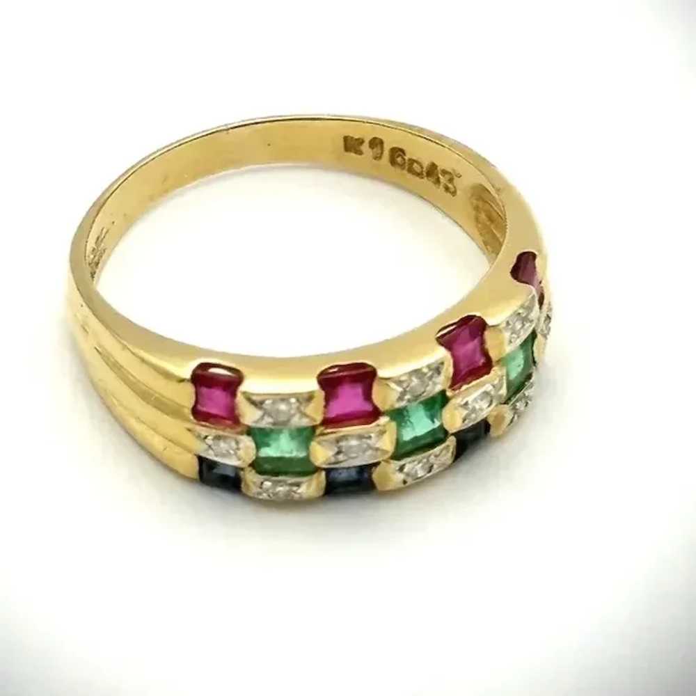 Ladies 18kt ruby, emerald, diamond, sapphire band. - image 7