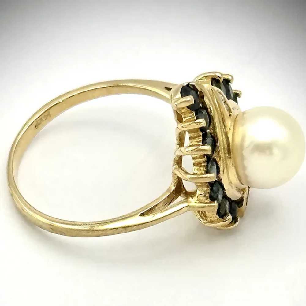 Ladies 14kt cultured pearl, sapphire and diamond … - image 5