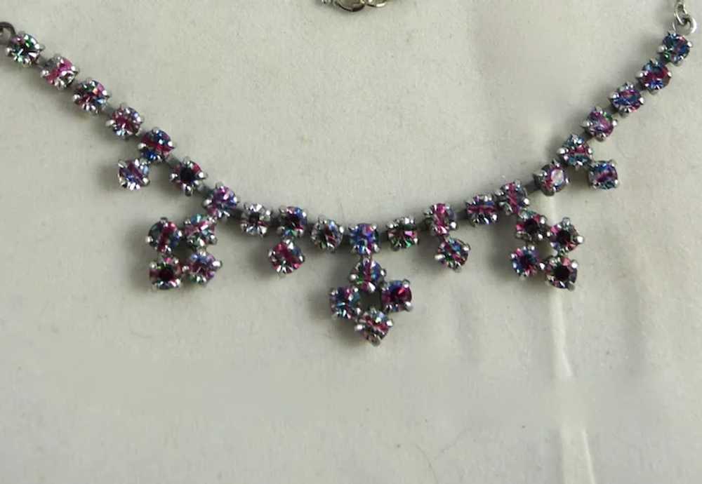 Beautiful Vintage Iris Rainbow Glass Necklace - image 3