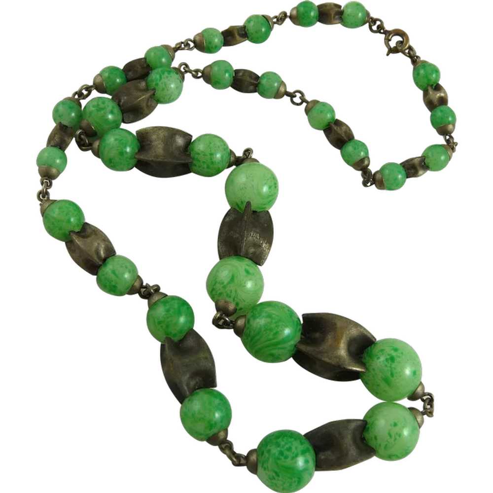Vintage Art Deco Czech Glass Bead Necklace - image 1