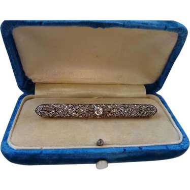 Antique Edwardian Sterling Silver Paste Brooch Ba… - image 1