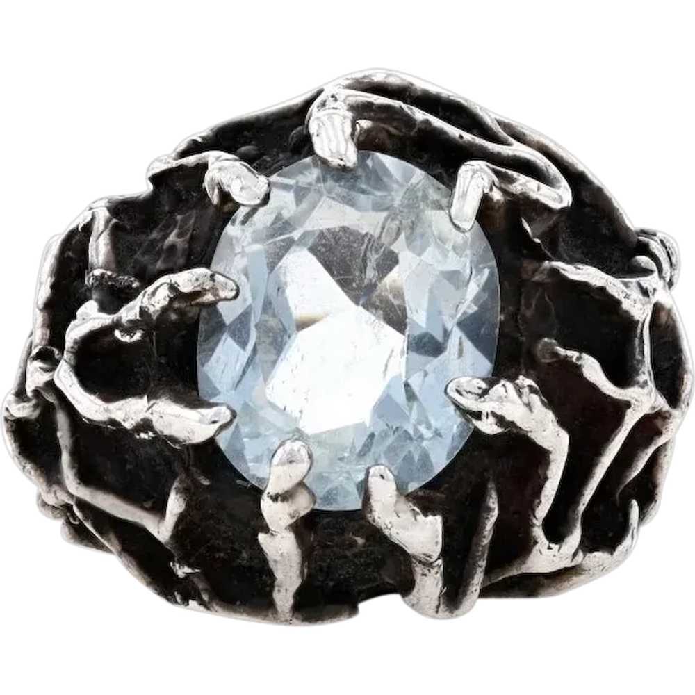 Sterling Silver Goshenite Modernist Cocktail Soli… - image 1