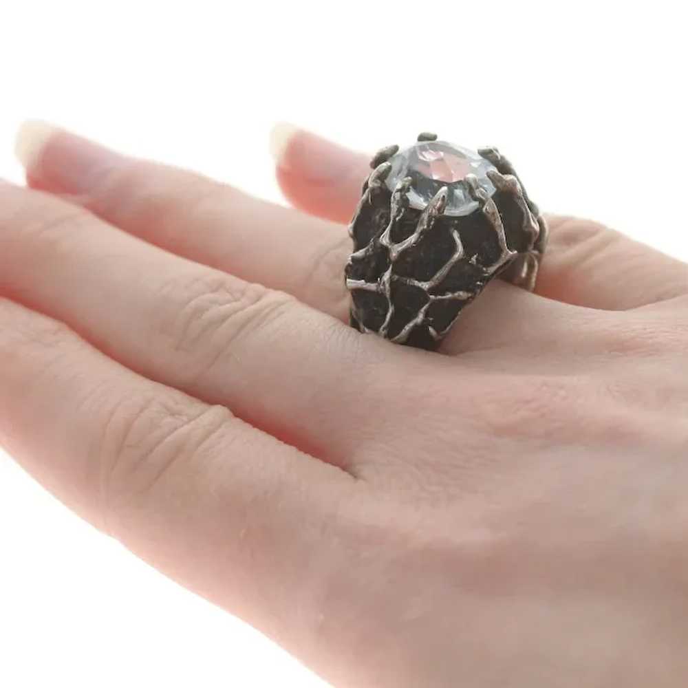Sterling Silver Goshenite Modernist Cocktail Soli… - image 4