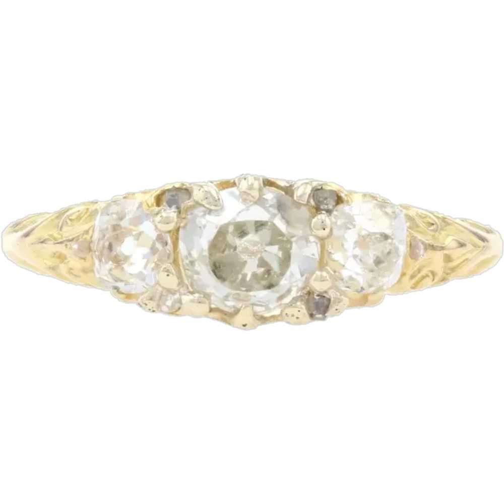 Yellow Gold Diamond Edwardian Ring -18k Old Mine … - image 1