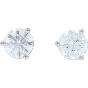 Platinum Diamond Stud Earrings - Round Brilliant C