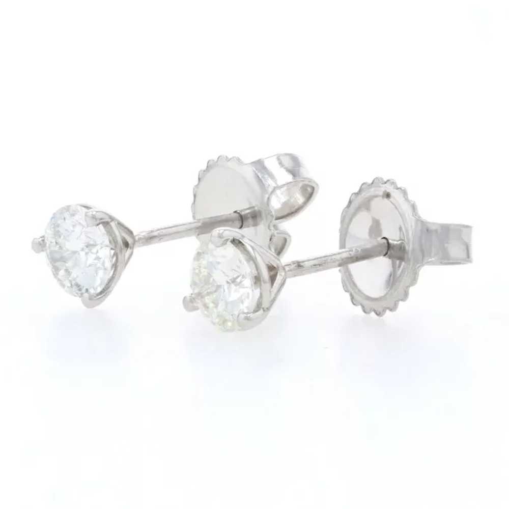 Platinum Diamond Stud Earrings - Round Brilliant … - image 2