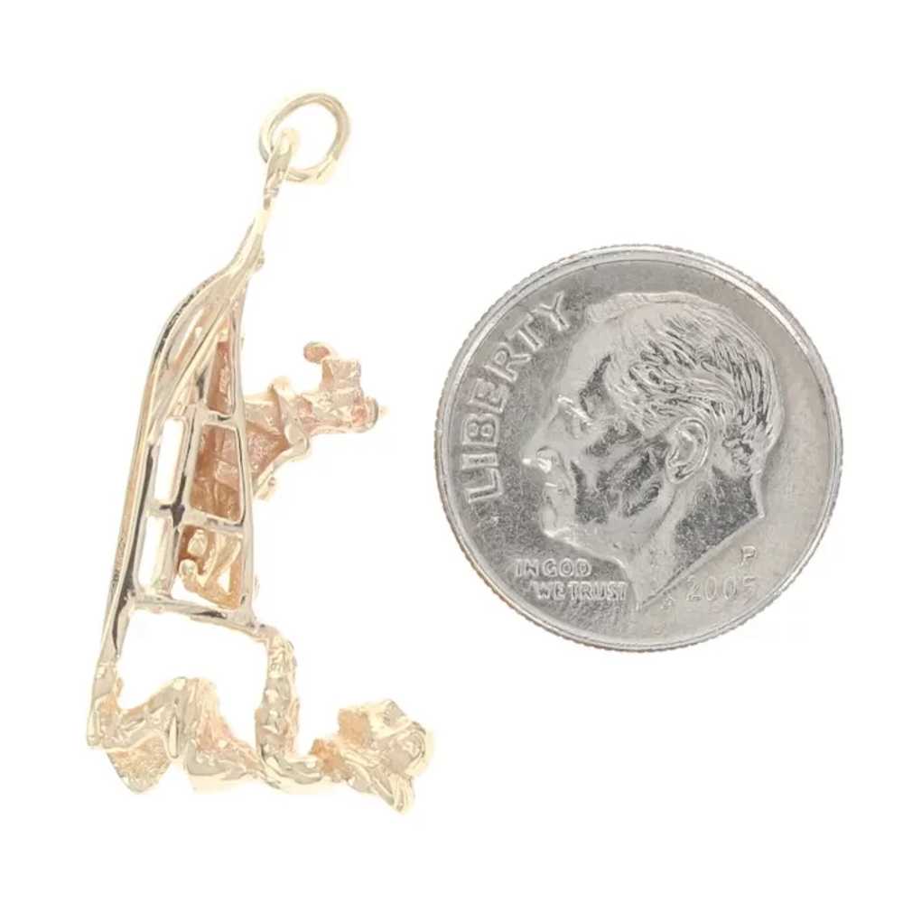 Yellow Gold Winter Sledding Charm - 14k Man & Dog - image 3