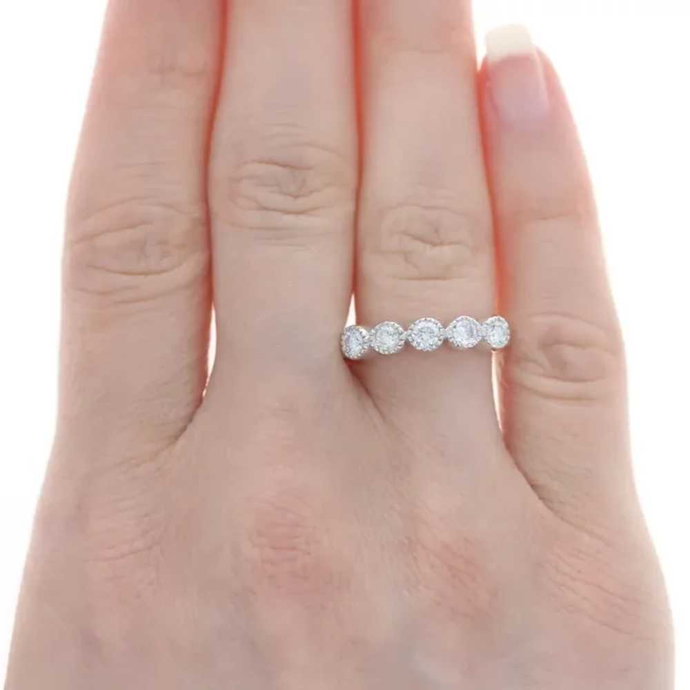 White Gold Diamond Five-Stone Wedding Band 14k Ro… - image 2