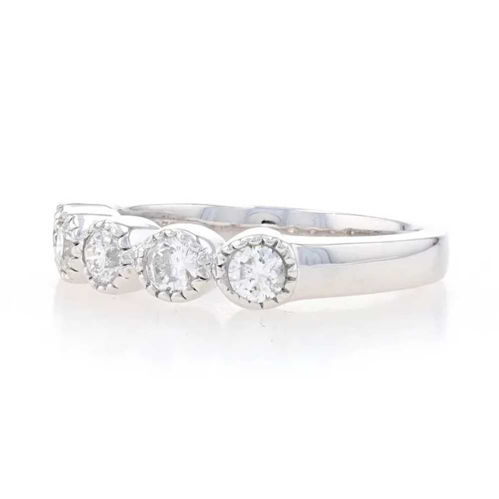 White Gold Diamond Five-Stone Wedding Band 14k Ro… - image 3